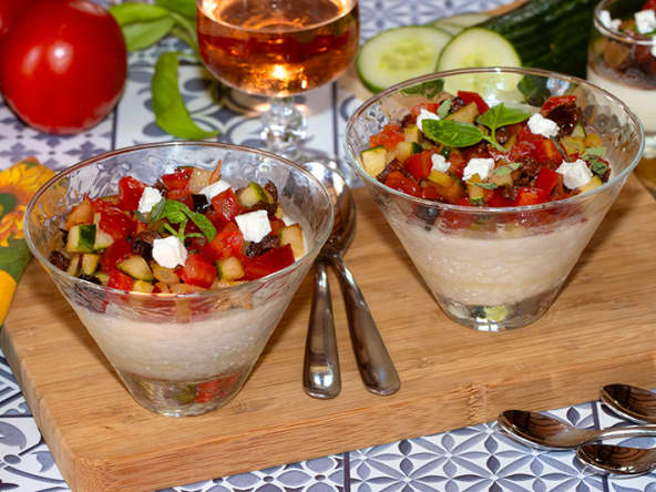 Panna cotta feta salade grecque