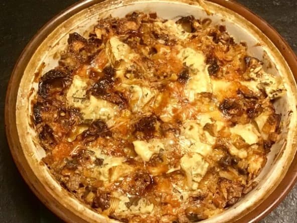 Gratin de Crozets aux noix et au bleu de Bresse