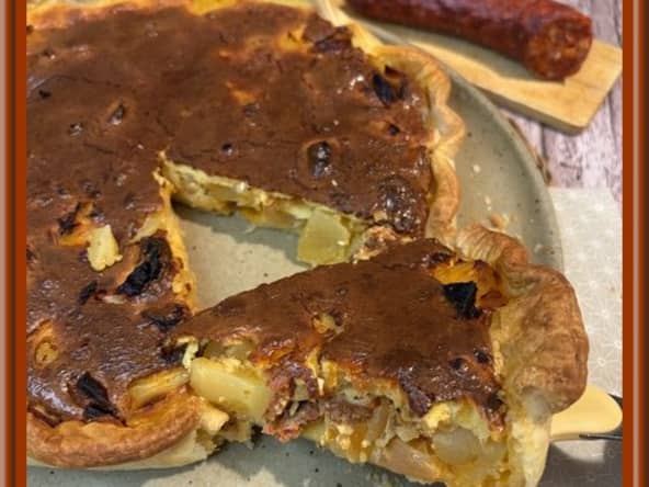 Quiche au chorizo, pommes de terre et cheddar