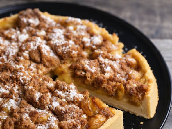 Tarte sablée aux mirabelles au crumble de spéculoos