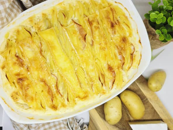 Gratin de pommes de terre au brie et bacon