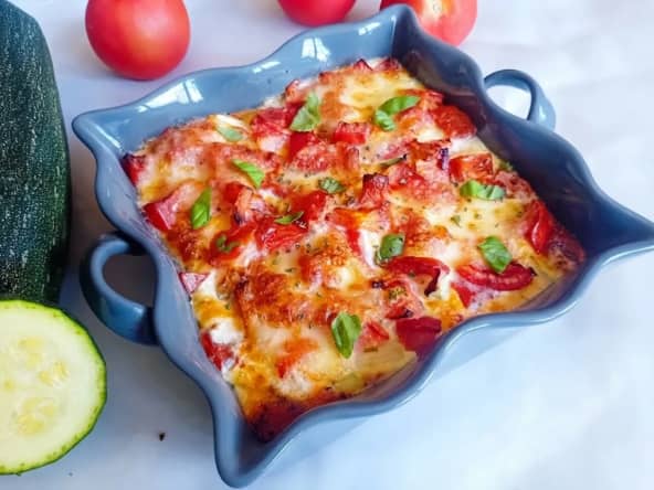 Gratin de courgettes, tomates et mozzarella au Airfryer