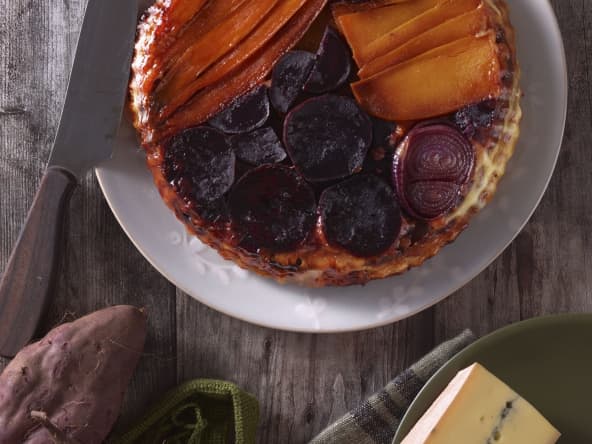 Tatin de légumes d'automne, Morbier AOP et noisettes torréfiées