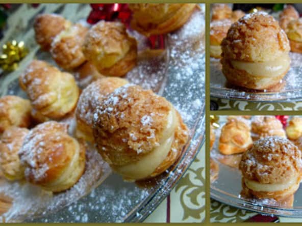 Choux craquelins et crème pâtissière aux épices de Noël
