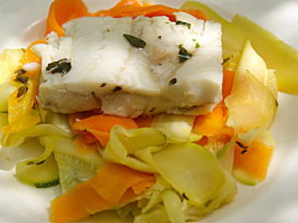 Cabillaud et ses tagliatelles de légumes