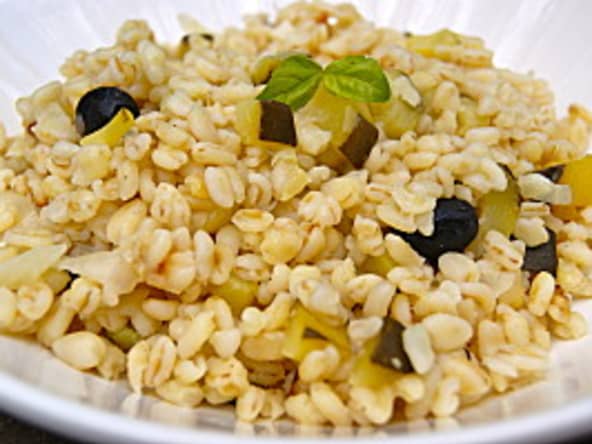 "Risotto" de blé aux courgettes et basilic