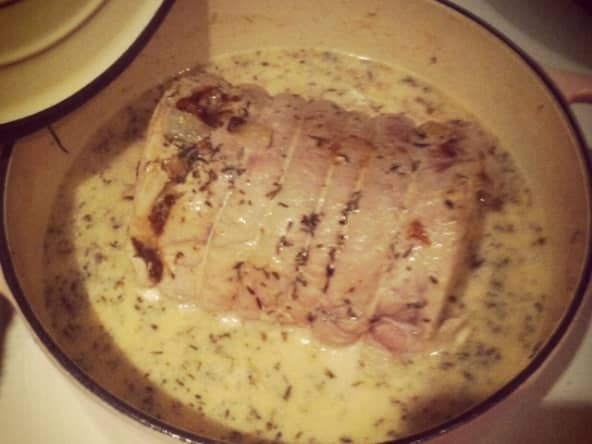 Marmite de rôti de Porc au thym et au lait