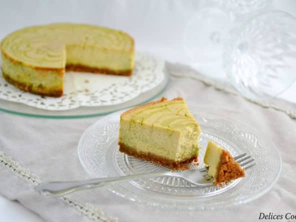 Cheesecake marbré à la banane et thé Matcha