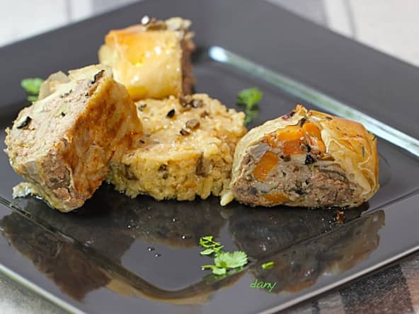 Nems au bœuf, truffes et risotto