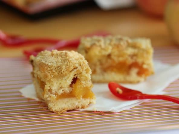Gâteau crumble aux pêches