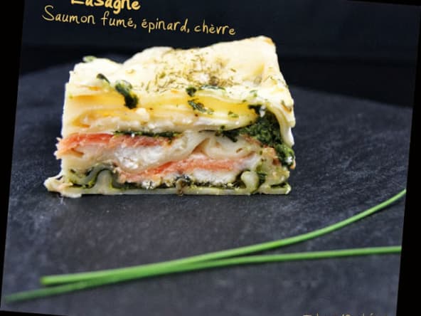 Lasagne saumon fumé, épinards et chèvre