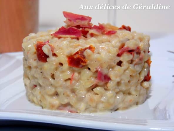 Risotto de blé aux tomates séchées et pancetta