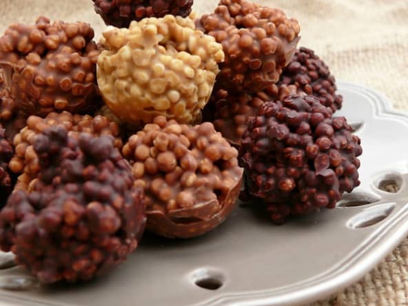 Boules croustillantes aux 3 chocolats à offrir