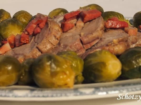 Rôti de porc aux choux de bruxelles