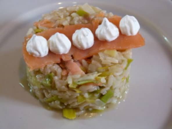 Risotto aux poireaux et saumon fumé