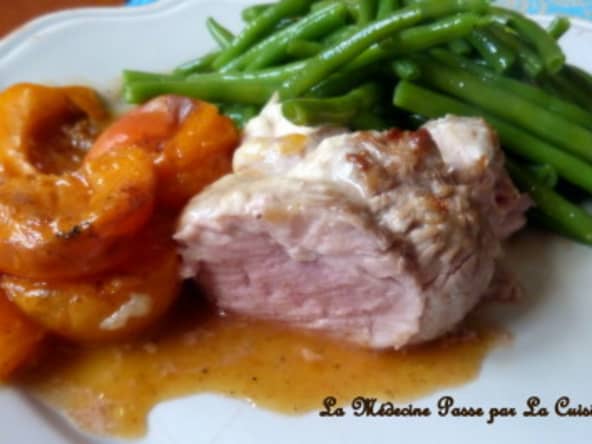 Filet mignon, chèvre et abricots poêlés au miel