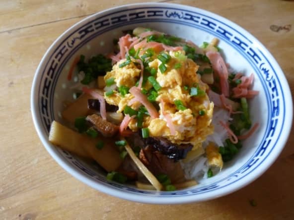 Riz aux shitaké et pousses de bambou