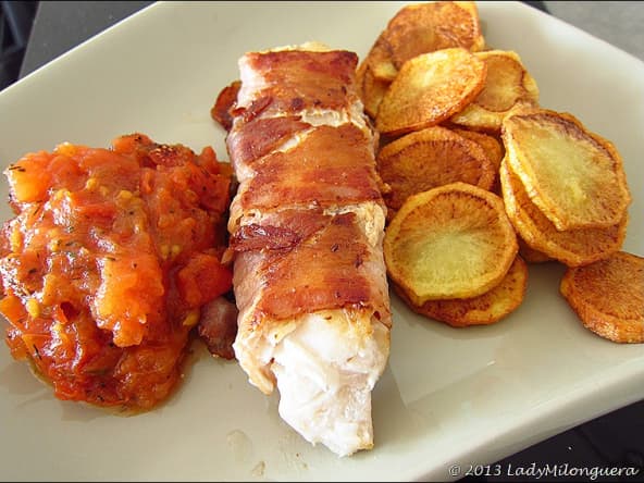 Filets de merlan lardés