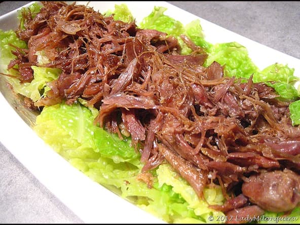 Salade de canard confit au chou vert