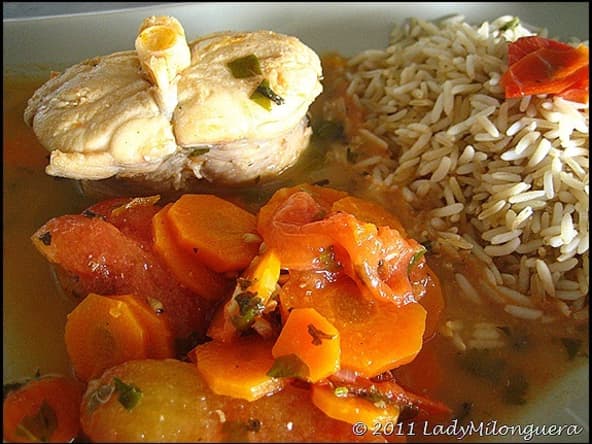Osso bucco de lotte à la coriandre et basilic