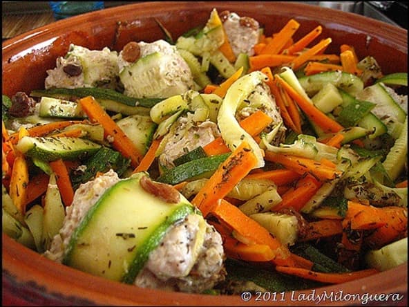 Tajine de boulettes de dinde aux courgettes