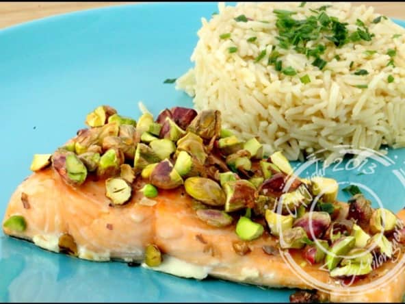 Saumon au miel et pistaches