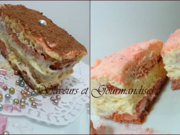 Tiramisu rose pour temps de fêtes.