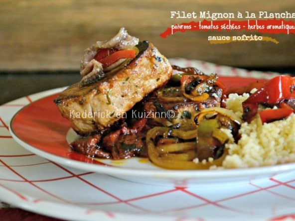 Filet mignon de porc mariné sauce sofrito à la plancha