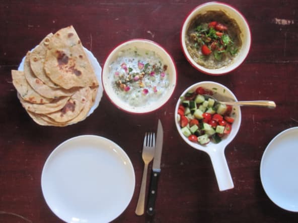Tzaziki irakien et purée d'aubergines épicée