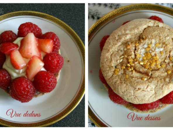 Macaronade aux framboises sauce pistache