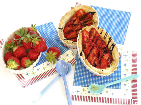 Tartelettes aux fraises à l'orange amère et sirop de balsamique