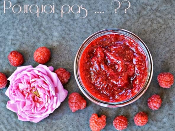 Confiture framboises et pétales de roses de Damas