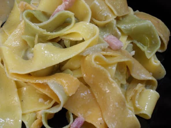 Mes pâtes à la sauce carbonara sans oeufs