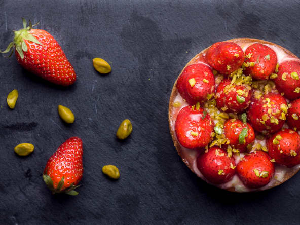Tartelettes fraises et pistaches
