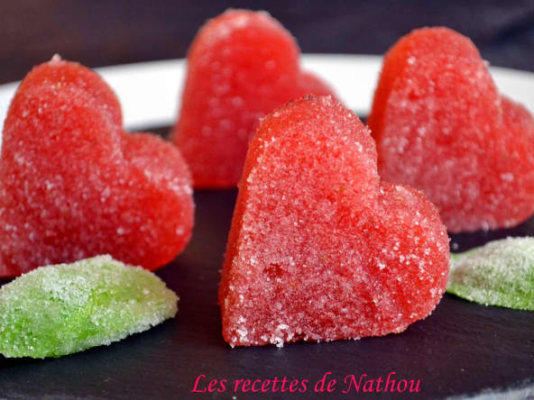 Pâte de fruit à la fraise et basilic cristallisé