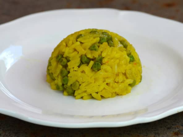 Riz au curry et petits pois façon risotto