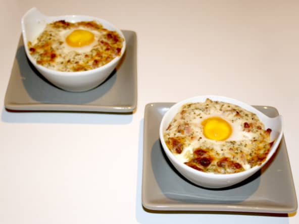 Oeufs en cocotte façon carbonara