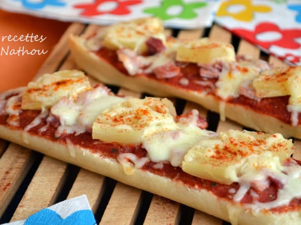 Pizza baguette à la hawaïenne
