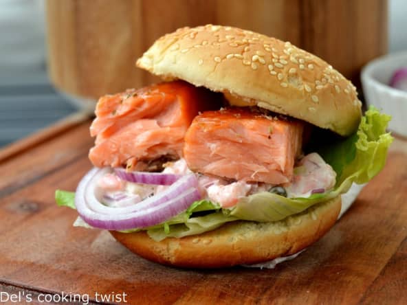 Burger nordique au filet de saumon grillé