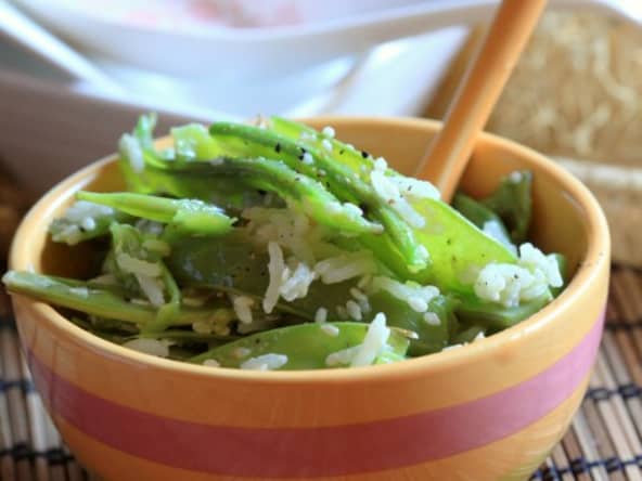 Pois gourmands au riz parfumé, sésame et soja