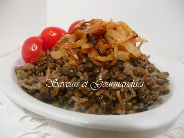 Moujaddara ou riz aux lentilles