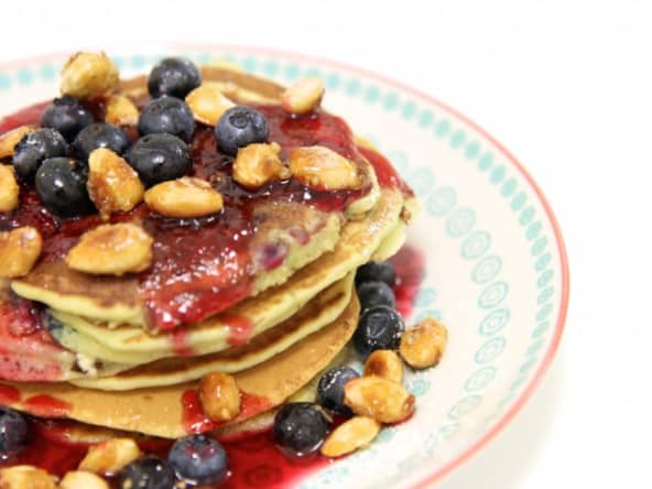 Pancake chocolat blanc myrtille