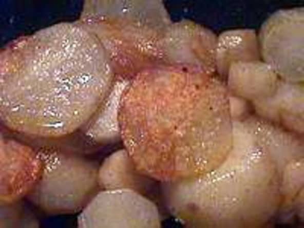 Salade de rougets et topinambours confits