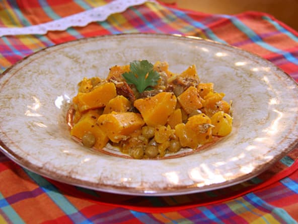 Mijoté de butternut aux pois chiches et abricots secs