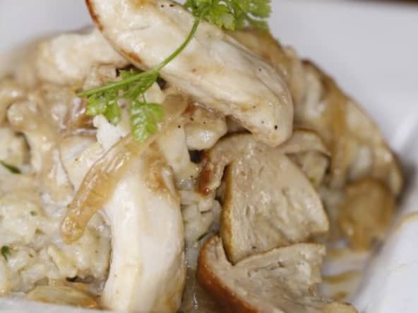 Riz crémeux au poulet et aux cèpes