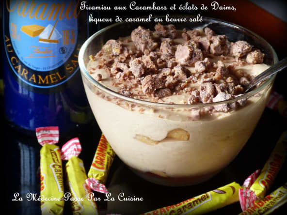 Tiramisu régressif aux Carambars, Daims et liqueur de caramel au beurre salé