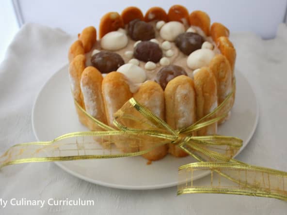 Charlotte à la mousse de marrons et aux marrons glacés