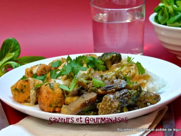 Boulettes végétales et poêlée de légumes