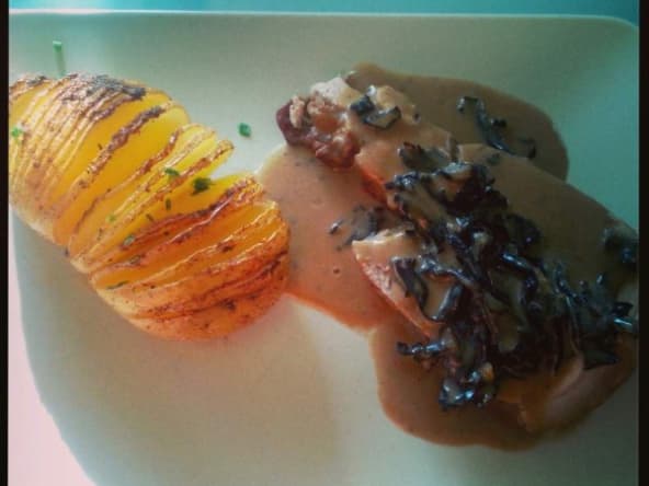 Rouelle de porc sauce trompette de la mort