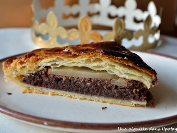 Galette des rois, poires et crème d'amande au chocolat